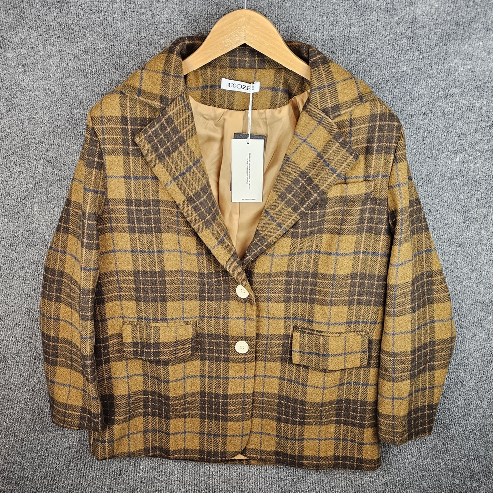 NWT - UOOZEE Classic Retro Plaid 2-Button Blazer Jacket
